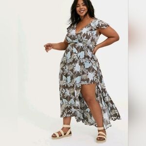 Torrid women plus size 2X maxi gauze romper walk-through dress, cottagecore